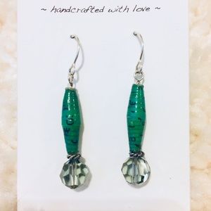 Paper Bead Sterling Silver Handmade Earrings